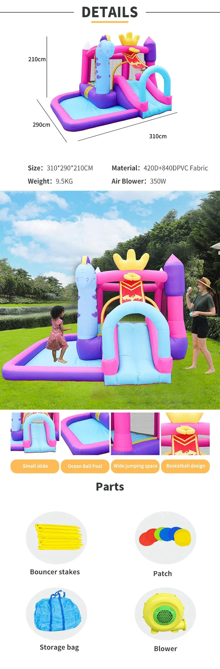 Popular and Cheap Inflatable Bouncy House Inflatable Castle for Kids Family Yard Use