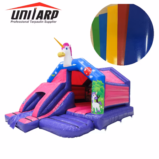 耐久の0.55mmの厚さの膨脹可能な弾む城のための商業等級ポリ塩化ビニールの防水シート ロール材料