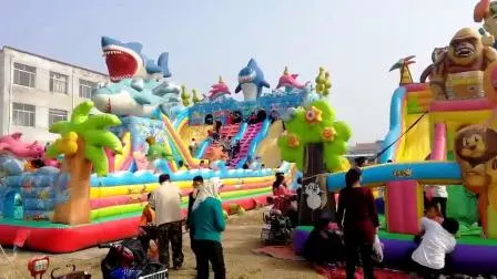 ホット遊園地オーシャンジャンプサメ動物城コンボおもちゃインフレータブルバウンサー